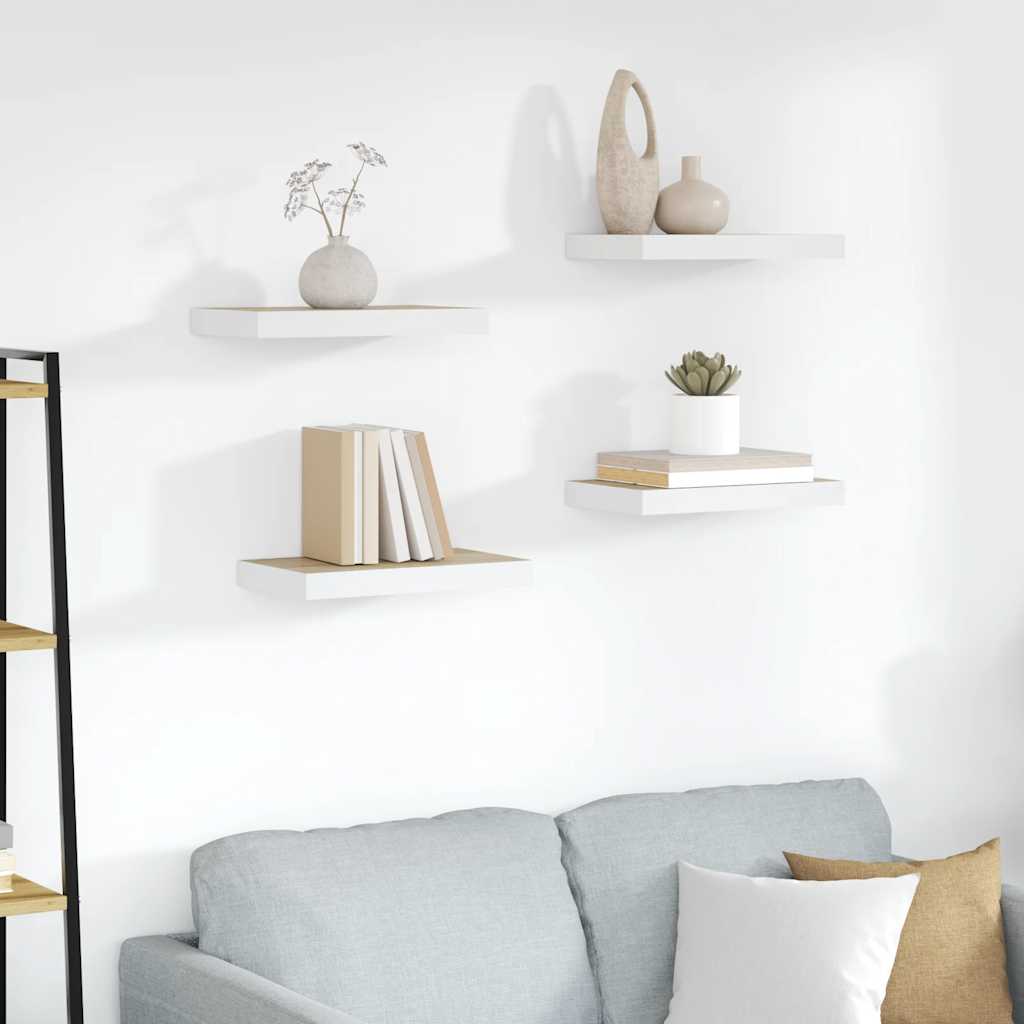 Prateleiras de parede 4 pcs 40x23,5x3,8 cm MDF carvalho e branco