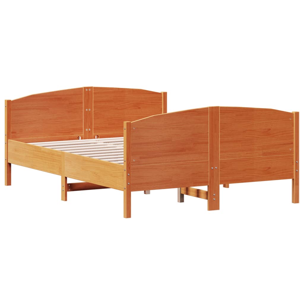 Cama sem colchão 150x200 cm madeira pinho maciça castanho-mel