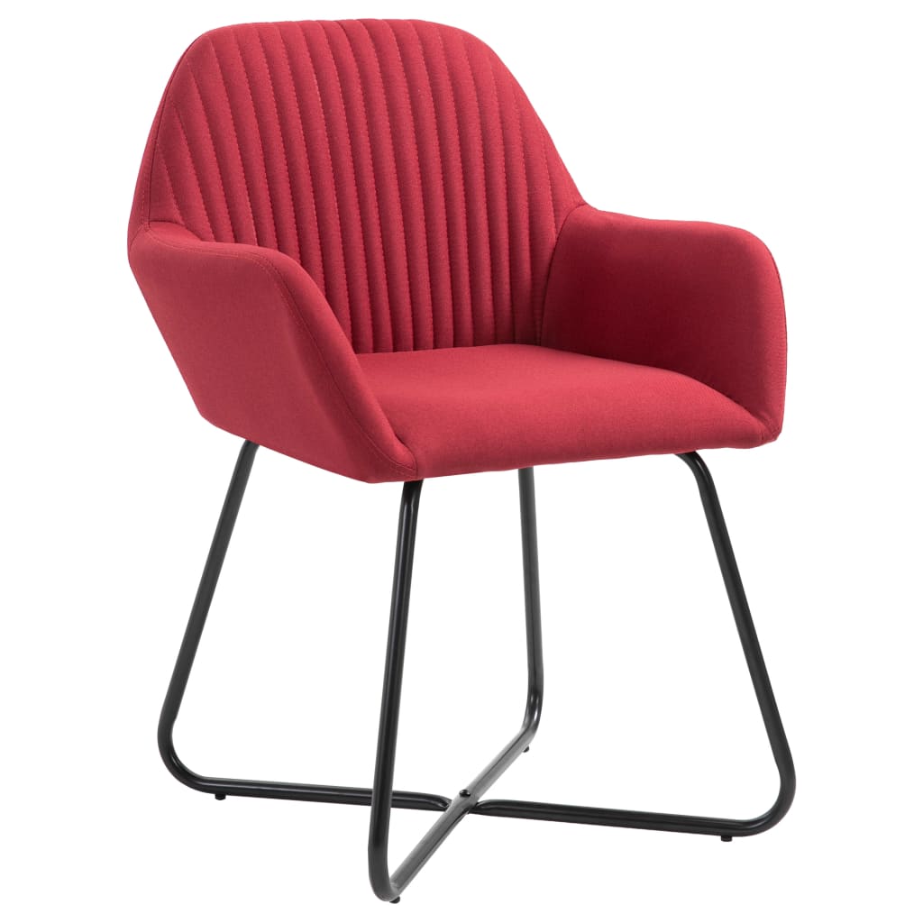 Cadeiras de jantar 2 pcs tecido vermelho tinto