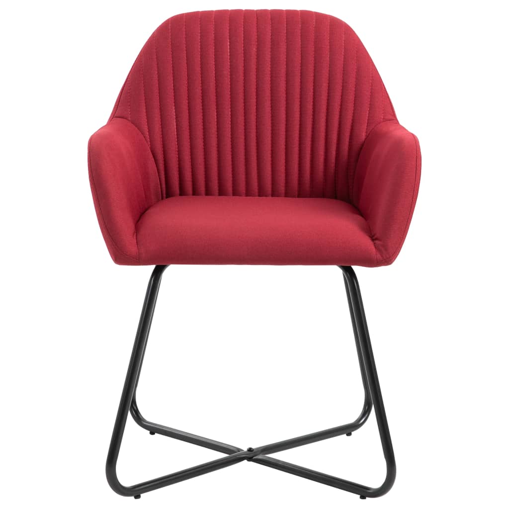 Cadeiras de jantar 2 pcs tecido vermelho tinto
