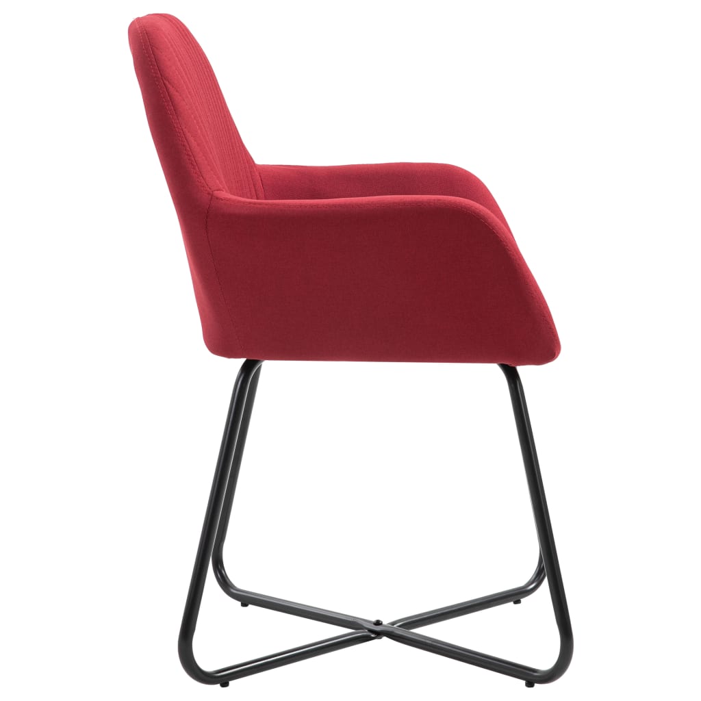 Cadeiras de jantar 2 pcs tecido vermelho tinto