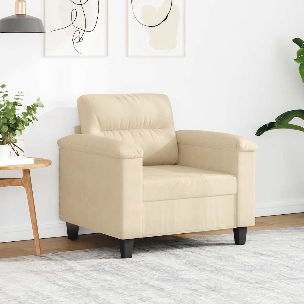 Poltrona 60 cm tecido de microfibra cor creme