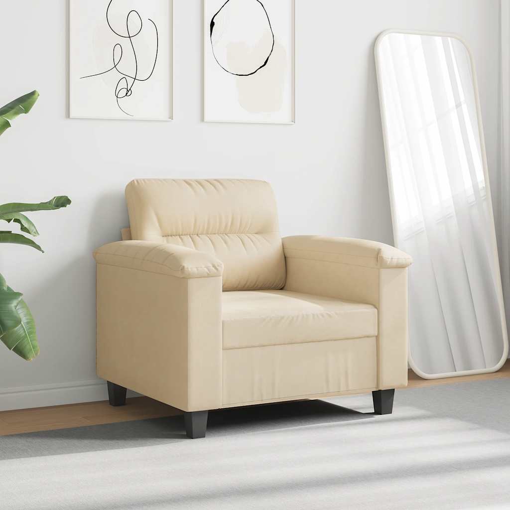 Poltrona 60 cm tecido de microfibra cor creme