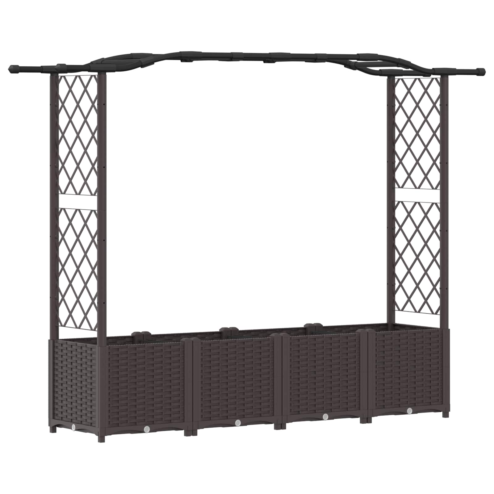 Cama elevada com treliça e telhado castanho 204 x 40 x 138 cm