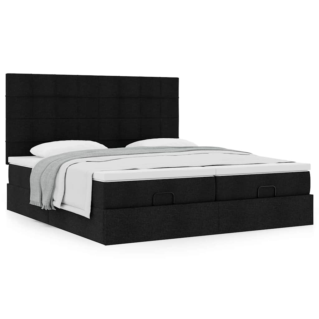 63 / 5,000Vidaxl estrutura de cama otomana com colchões tecido preto