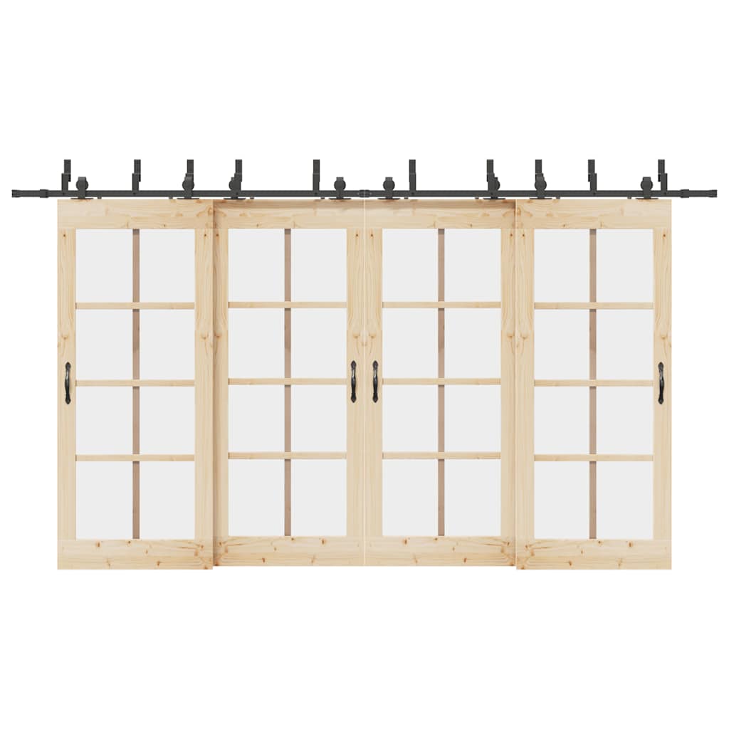 Kit de ferragens para porta deslizante 400 cm aço preto