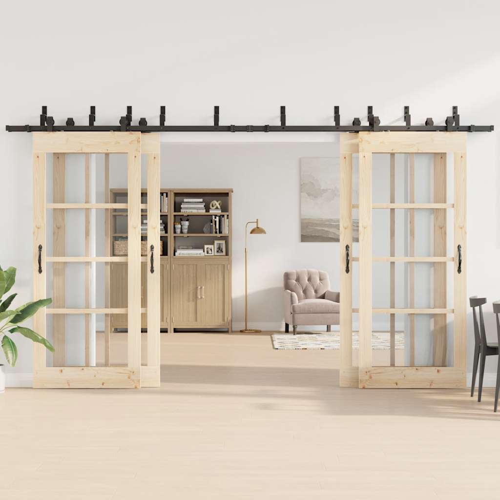 Kit de ferragens para porta deslizante 400 cm aço preto