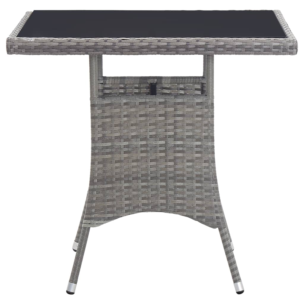 Mesa de jardim 80x80x74 cm vime PE cinzento