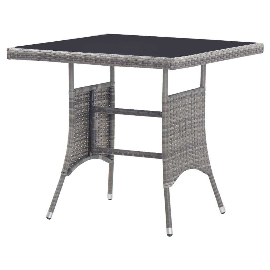 Mesa de jardim 80x80x74 cm vime PE cinzento