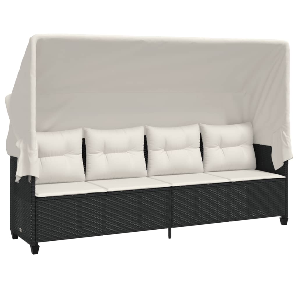 5 Pcs conjunto sofás de jardim com almofadões vime PE preto