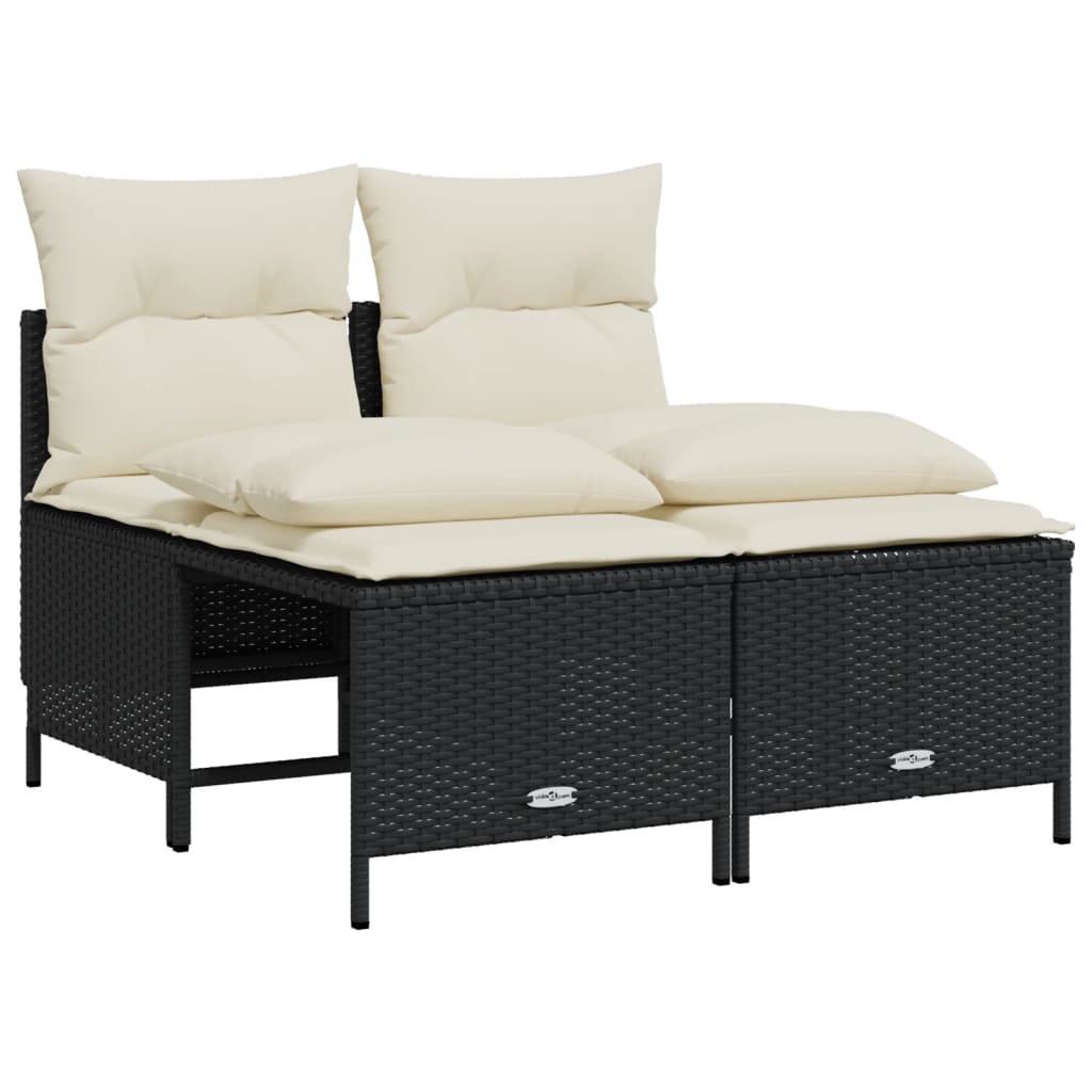 5 Pcs conjunto sofás de jardim com almofadões vime PE preto