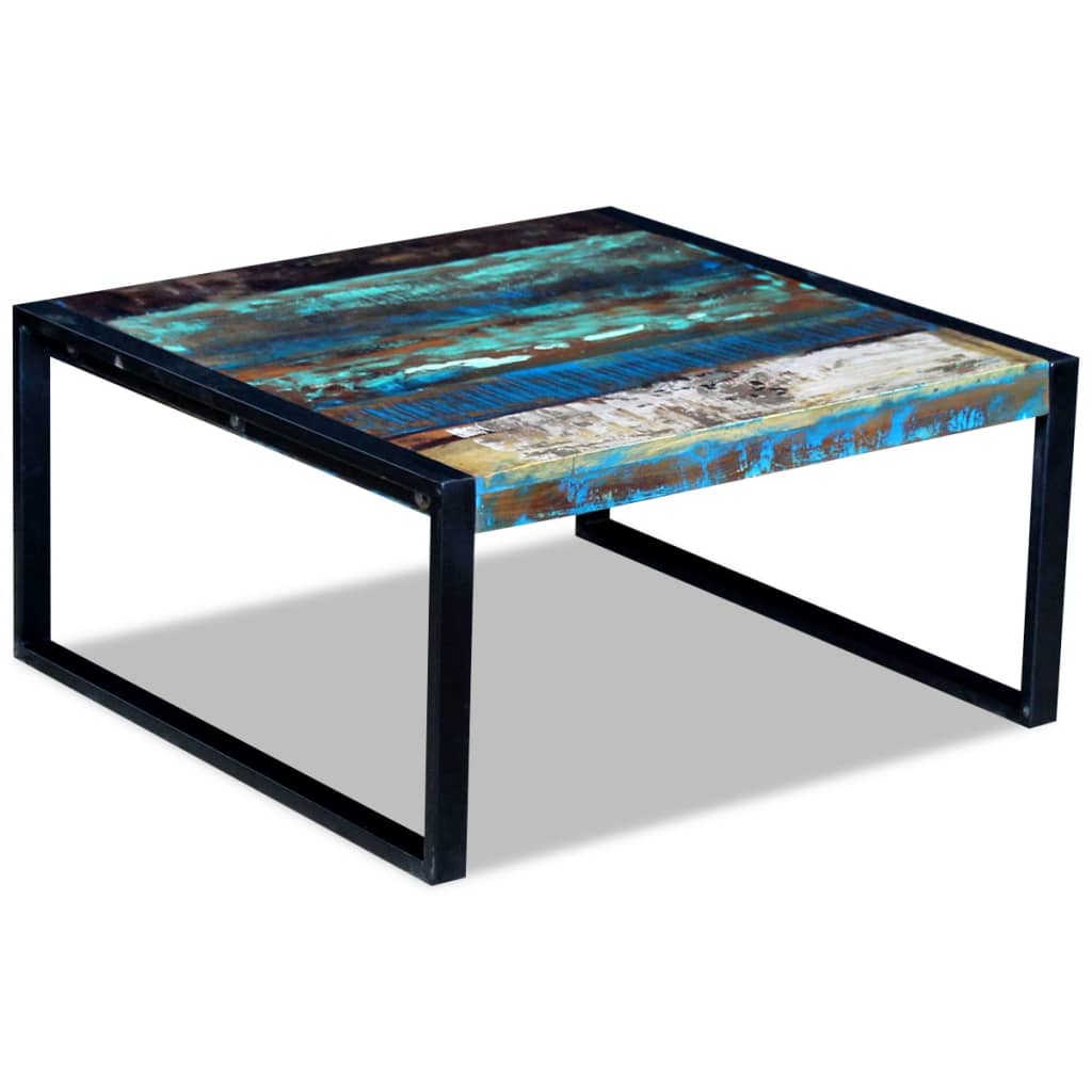 Mesa de centro 80x80x40 cm madeira reciclada maciça