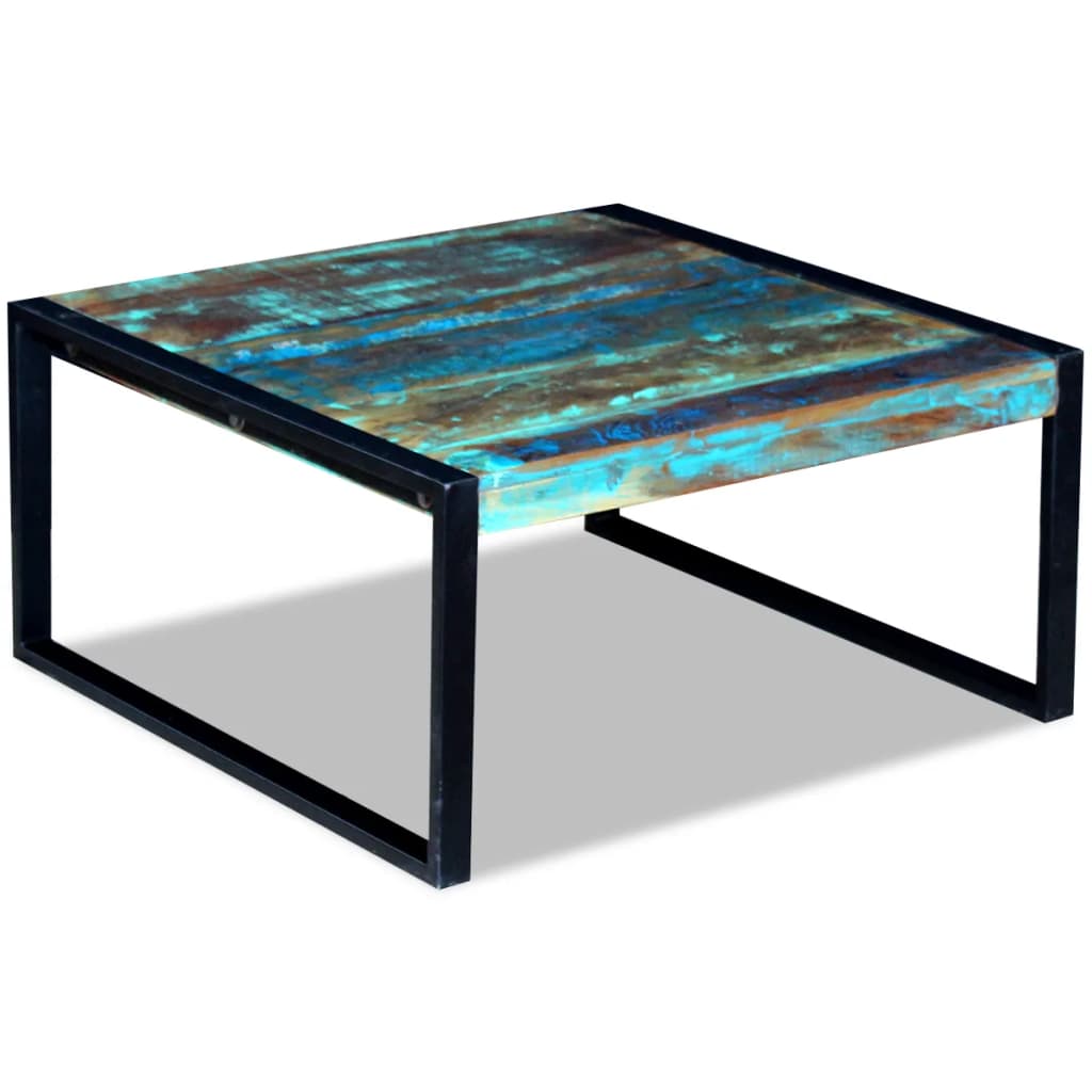 Mesa de centro 80x80x40 cm madeira reciclada maciça