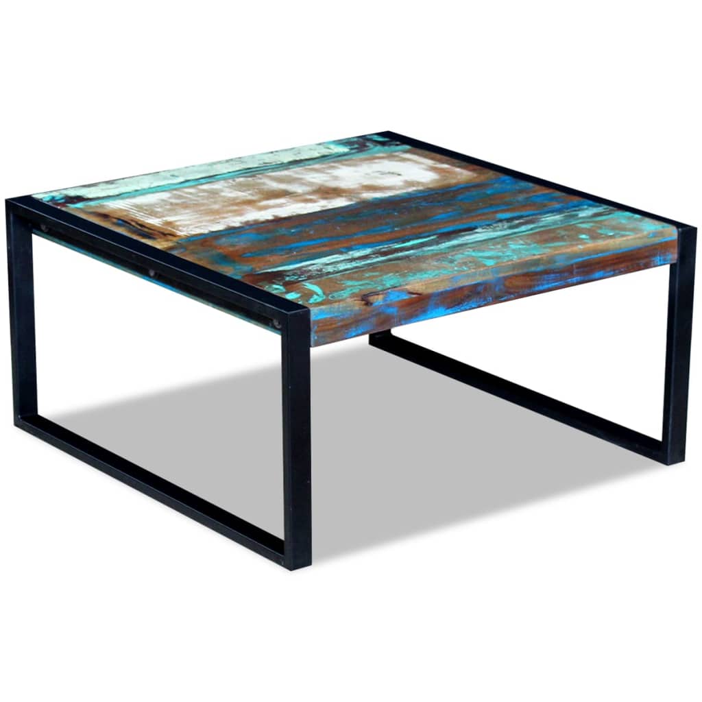 Mesa de centro 80x80x40 cm madeira reciclada maciça