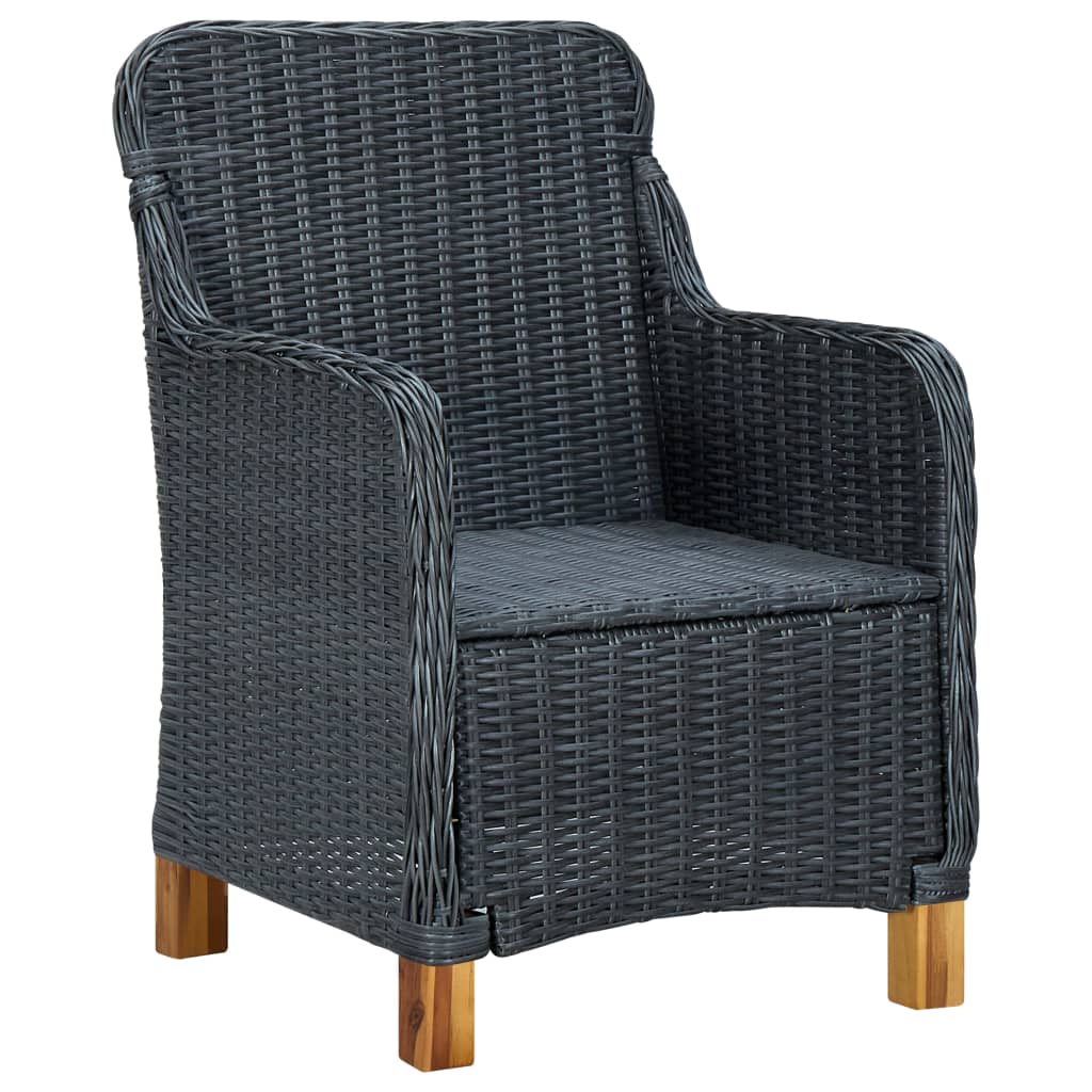 9 Pcs conj. jantar exterior c/ almofadões vime PE cinza-escuro