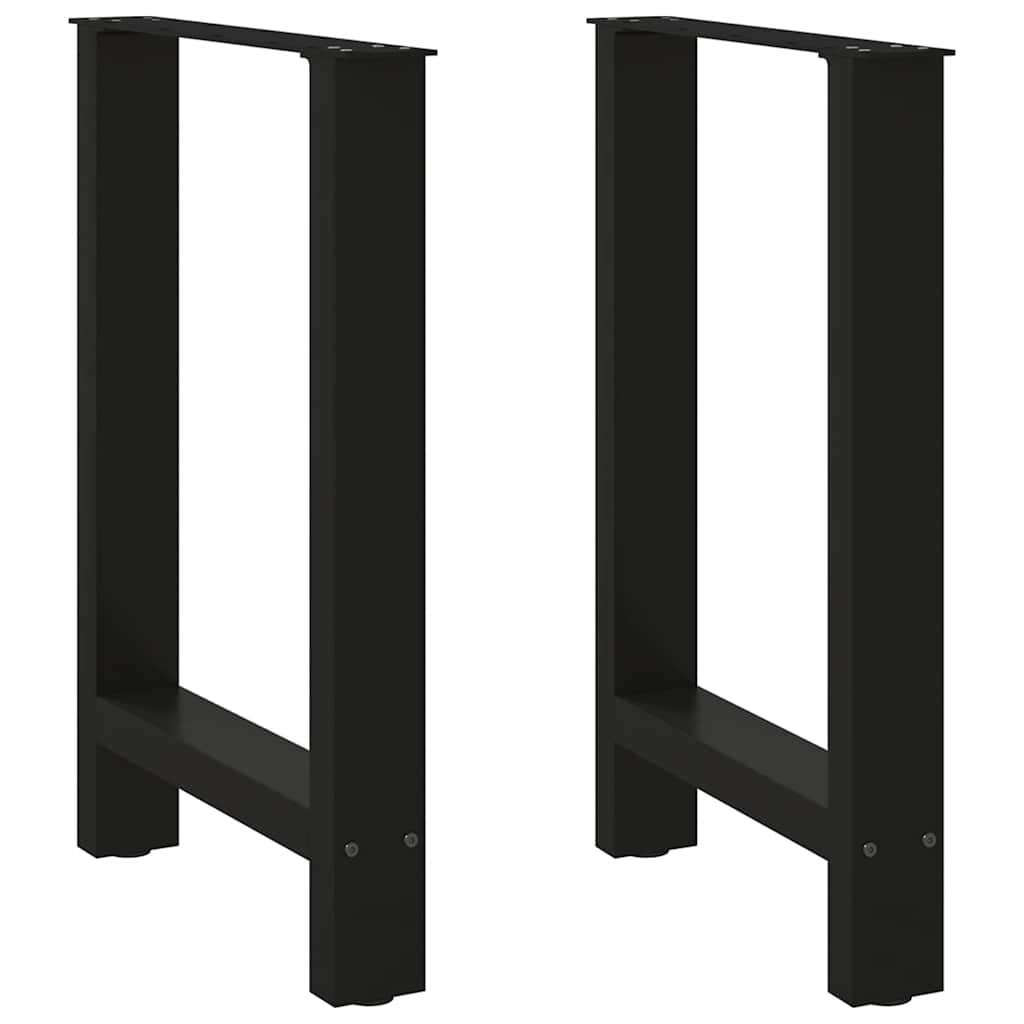 Pés para mesa de jantar pretos 2 peças 60x(72-73) cm aço