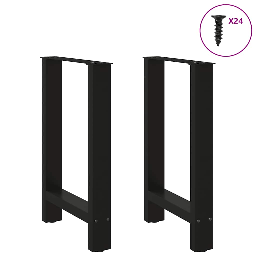 Pés para mesa de jantar pretos 2 peças 60x(72-73) cm aço