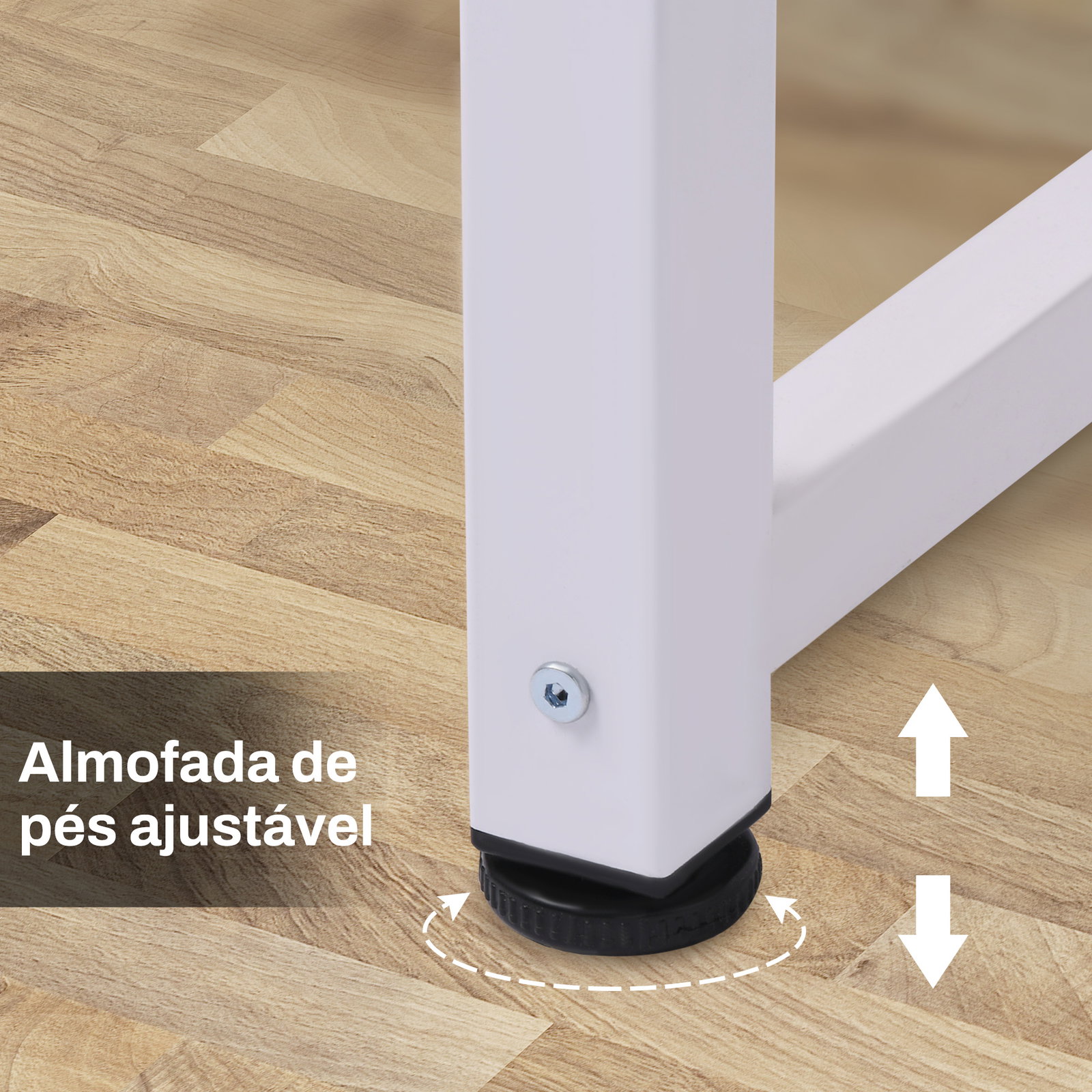 Secretária moderna mesa de estudo com estrutura de aço e pés ajustáveis mesa de computador 120x60x76 cm branco e madeira