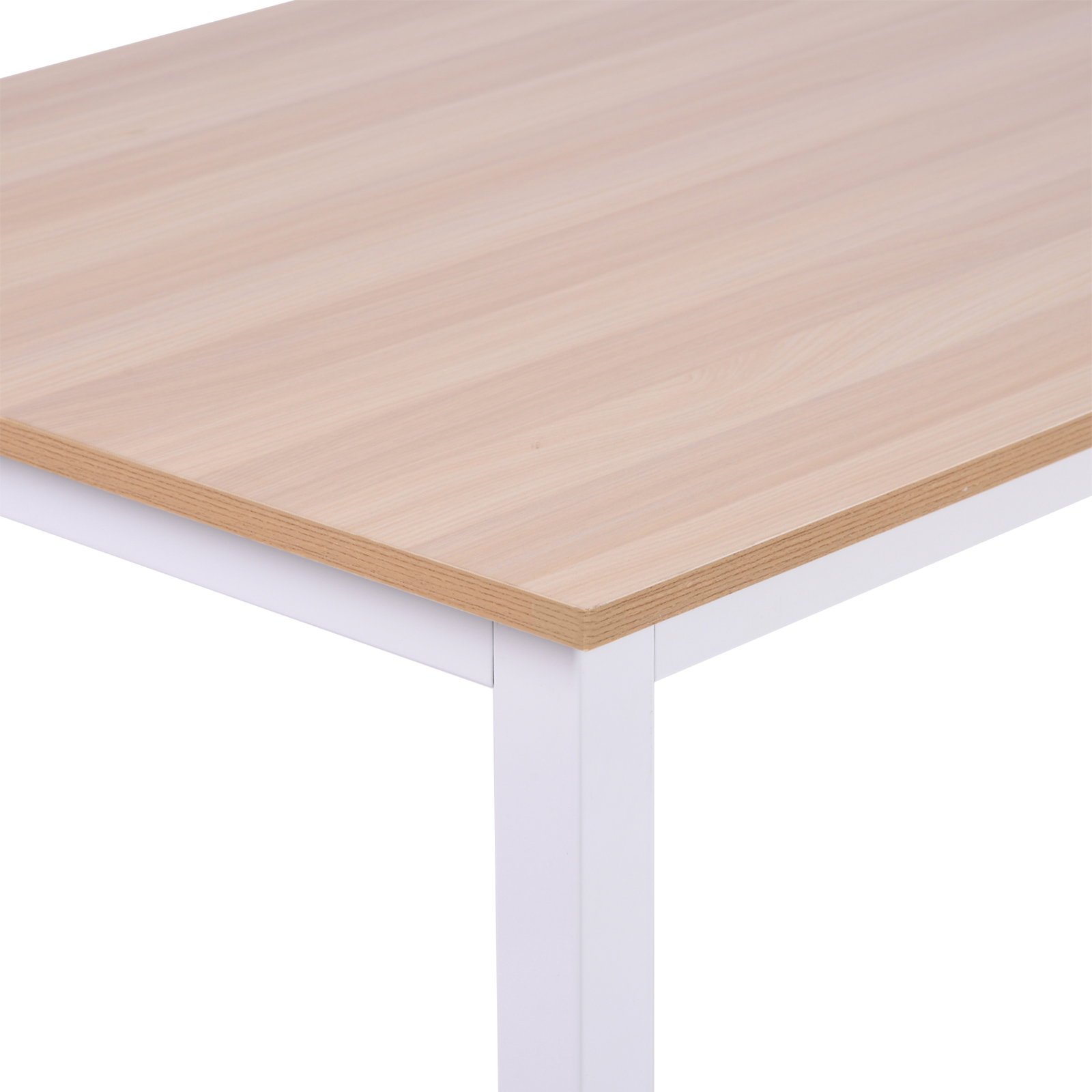 Secretária moderna mesa de estudo com estrutura de aço e pés ajustáveis mesa de computador 120x60x76 cm branco e madeira