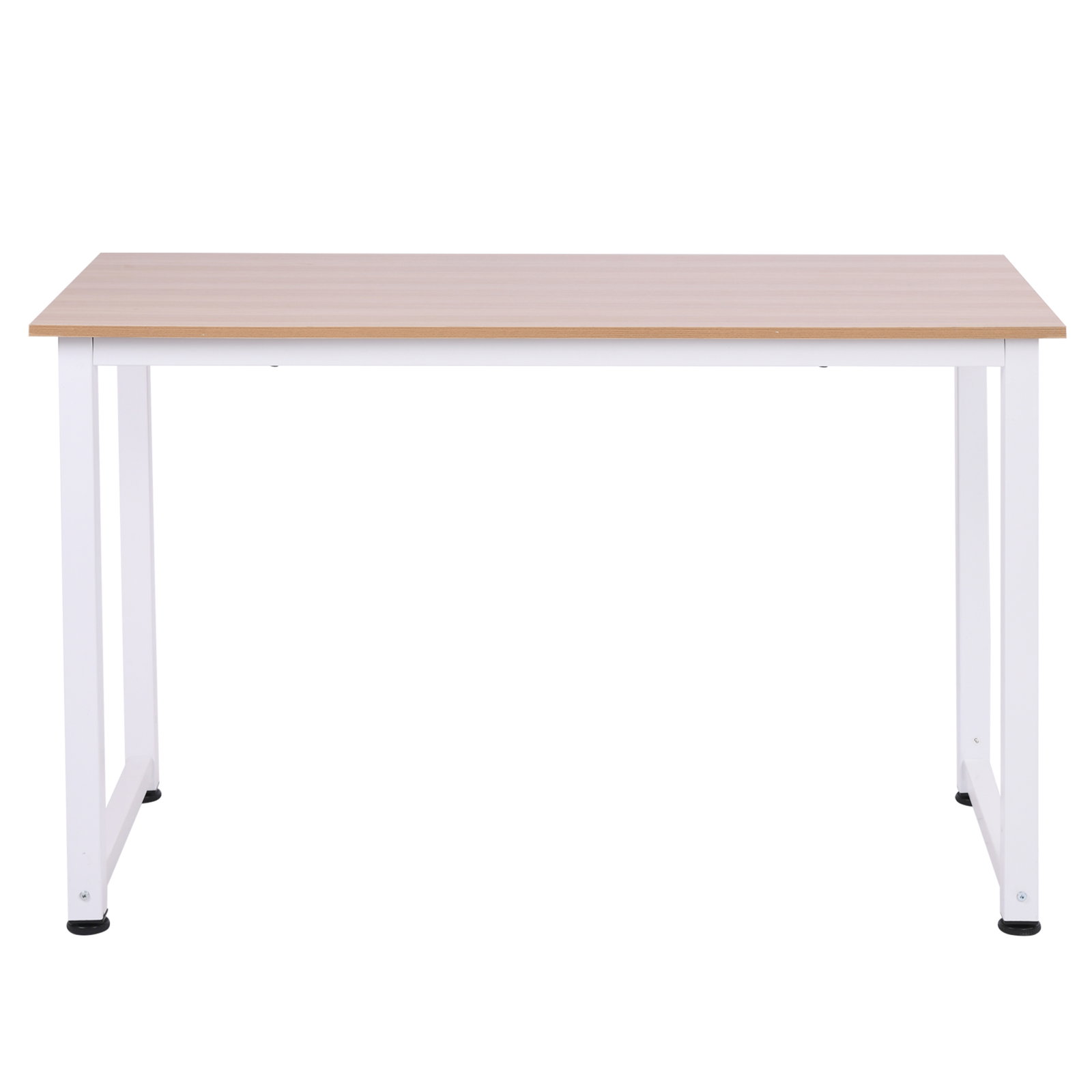 Secretária moderna mesa de estudo com estrutura de aço e pés ajustáveis mesa de computador 120x60x76 cm branco e madeira