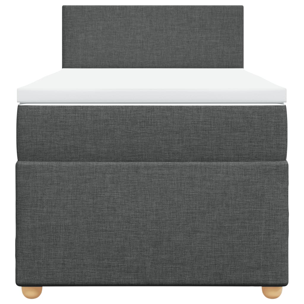 Cama com molas/colchão 90x190 cm tecido cinza-escuro