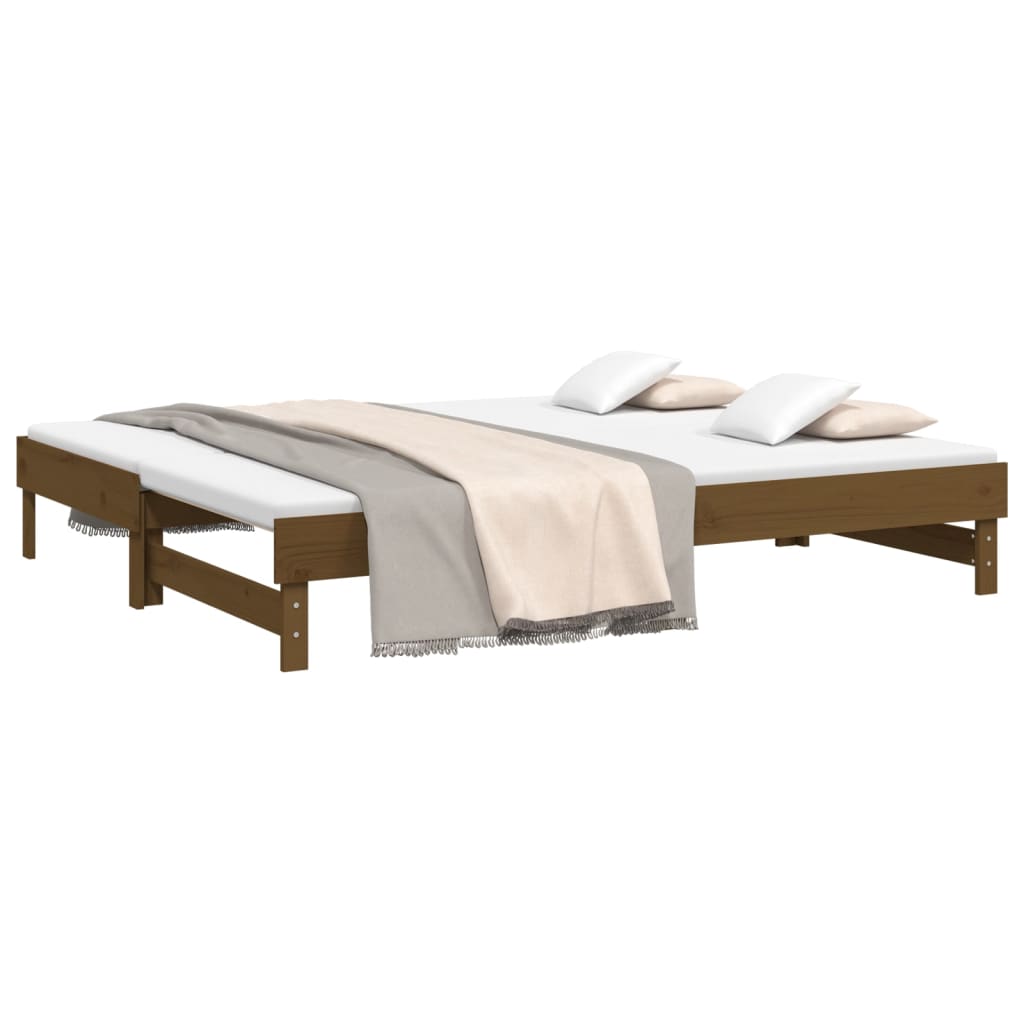 Sofá-cama de puxar 2x(100x200) cm pinho maciço castanho-mel