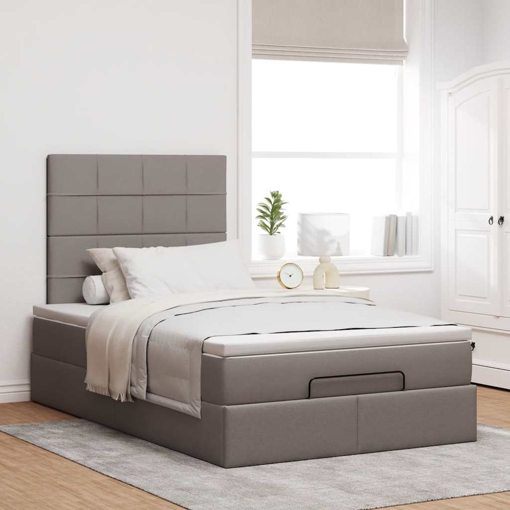 Moldura de cama otomana com tecido cinza 120x200cm