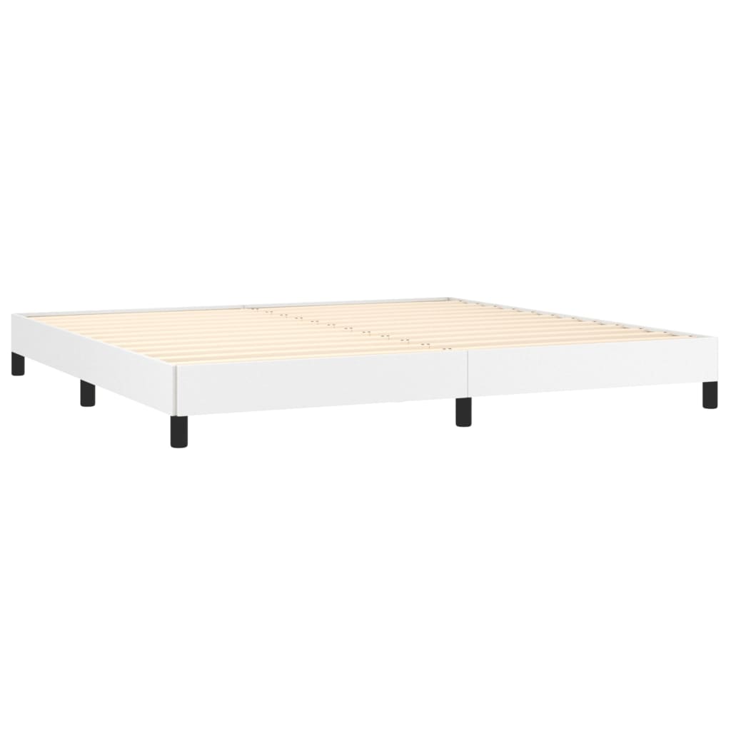 Cama com molas/colchão 200x200 cm couro artificial branco