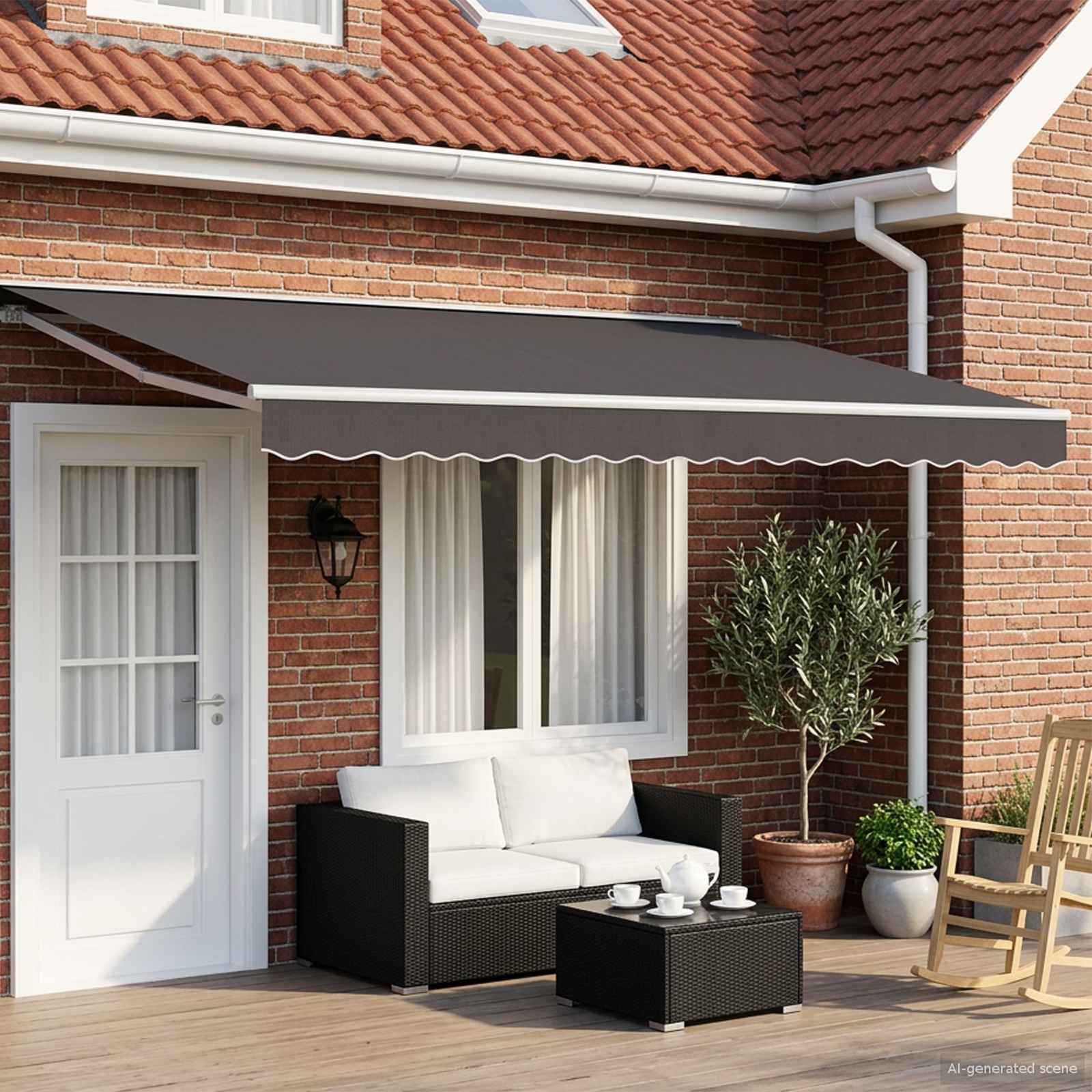 Toldo retrátil elétrico antracite e branco 4 × 3,5 m
