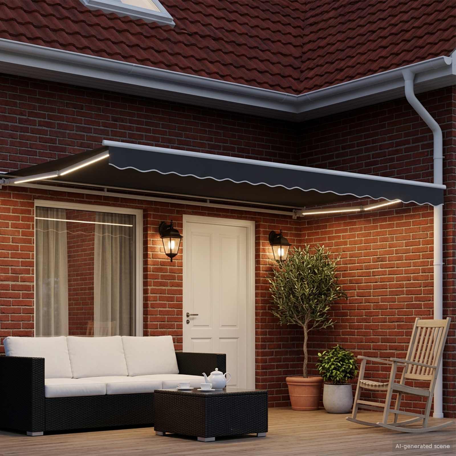 Toldo retrátil elétrico antracite e branco 4 × 3,5 m