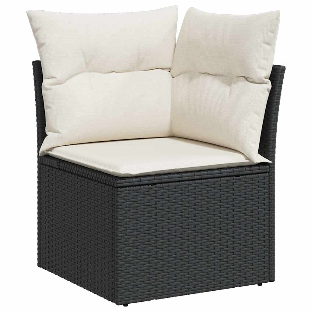 7 Pcs conjunto de sofás p/ jardim c/ almofadões vime PE preto