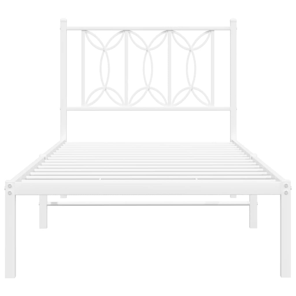 Estrutura de cama com cabeceira 80x200 cm metal branco