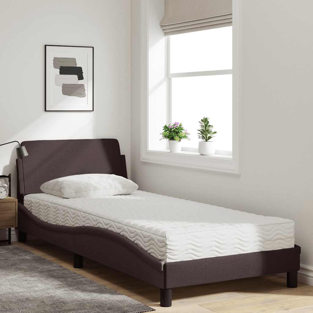 Cama com colchão dover 90x200 cm tecido castanho-escuro