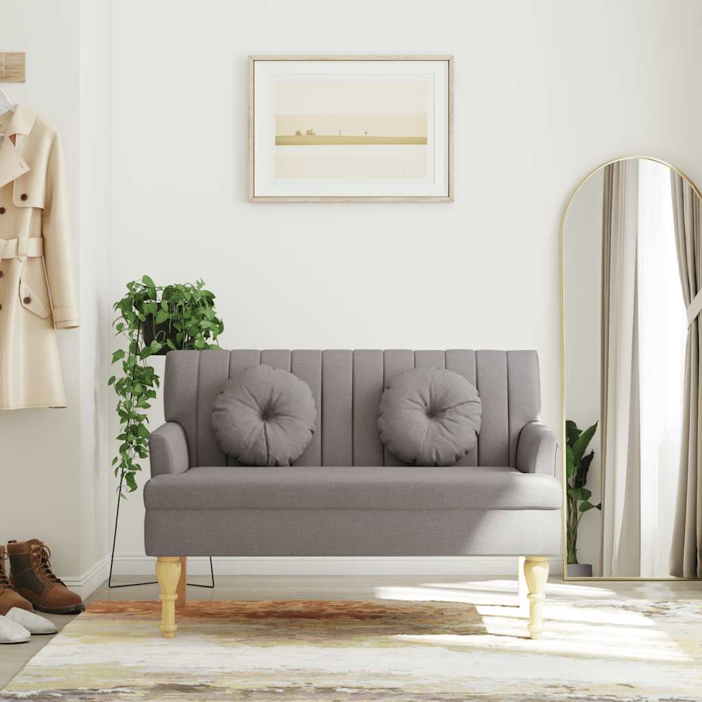 Banco c/ almofadões 113x64,5x75,5 cm tecido cinza-acastanhado