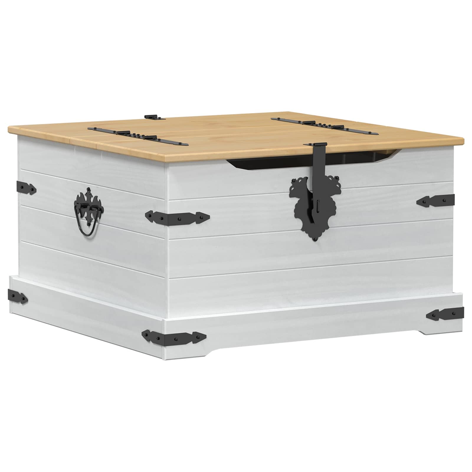 Storage box branco 78 x 78 x 45 cm madeira de pinheiro sólida