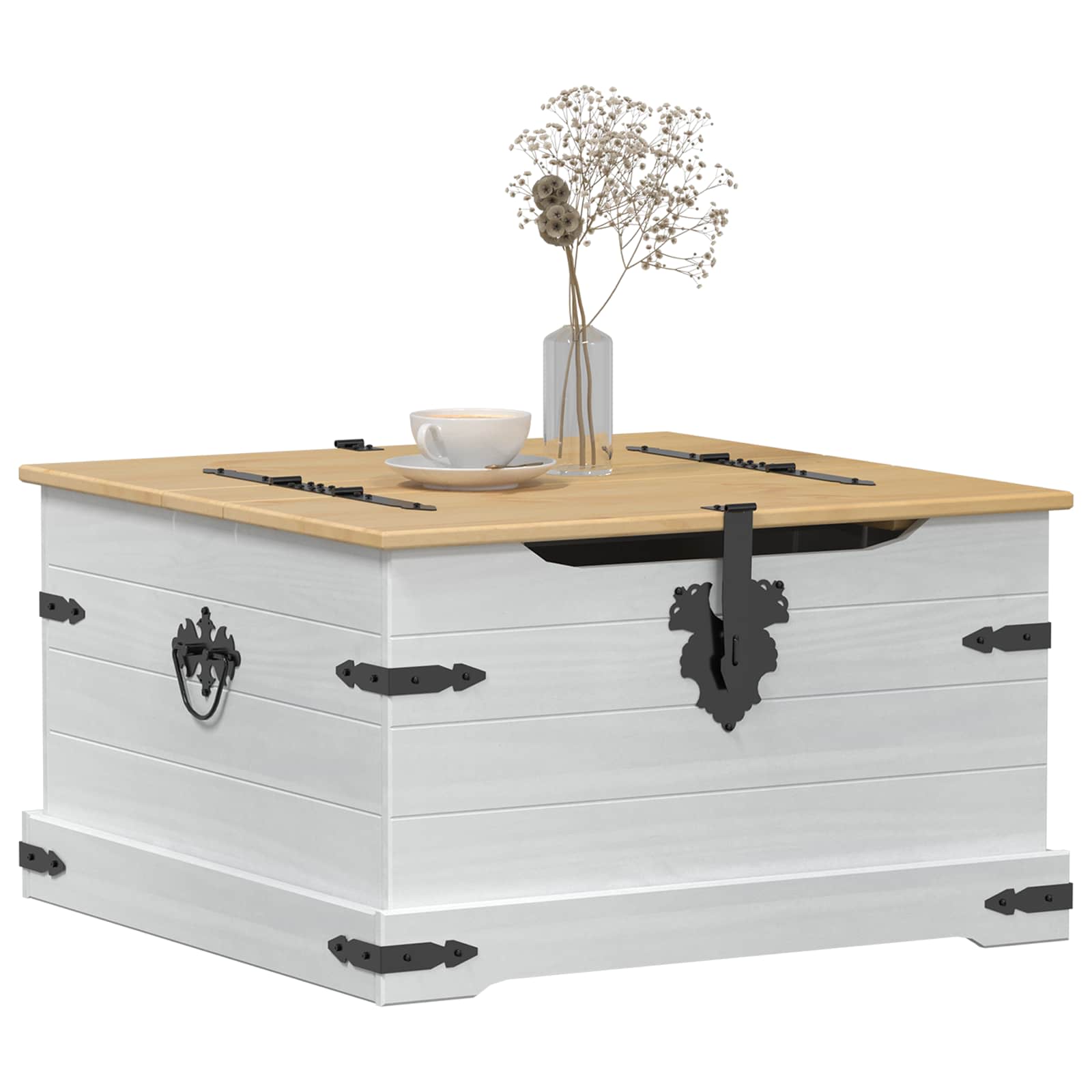 Storage box branco 78 x 78 x 45 cm madeira de pinheiro sólida