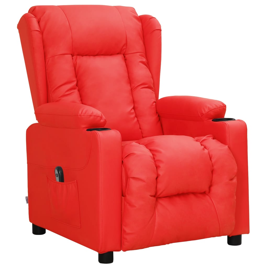 Poltrona reclinável elétrica couro artificial vermelho
