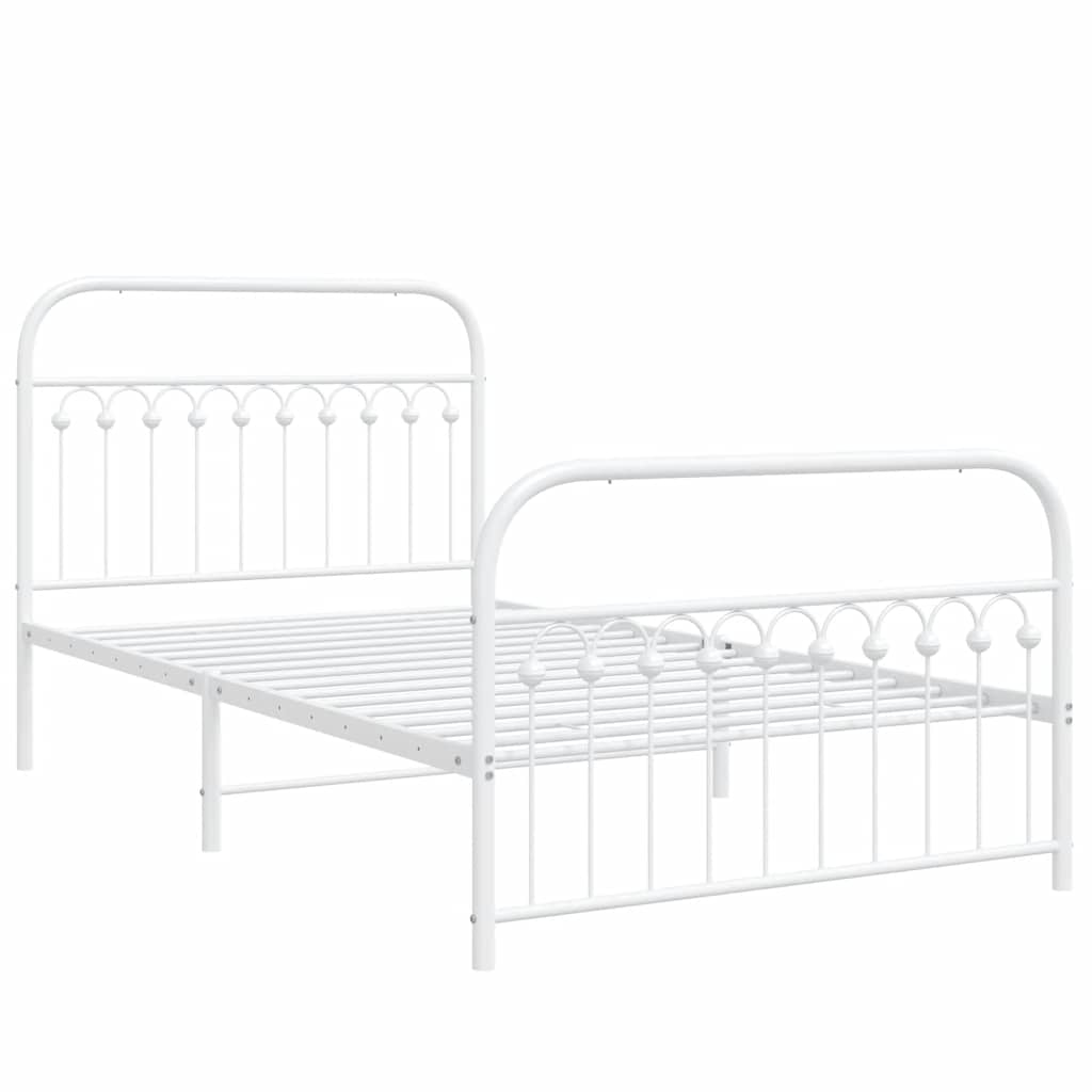 Estrutura de cama com cabeceira e pés 107x203 cm metal branco