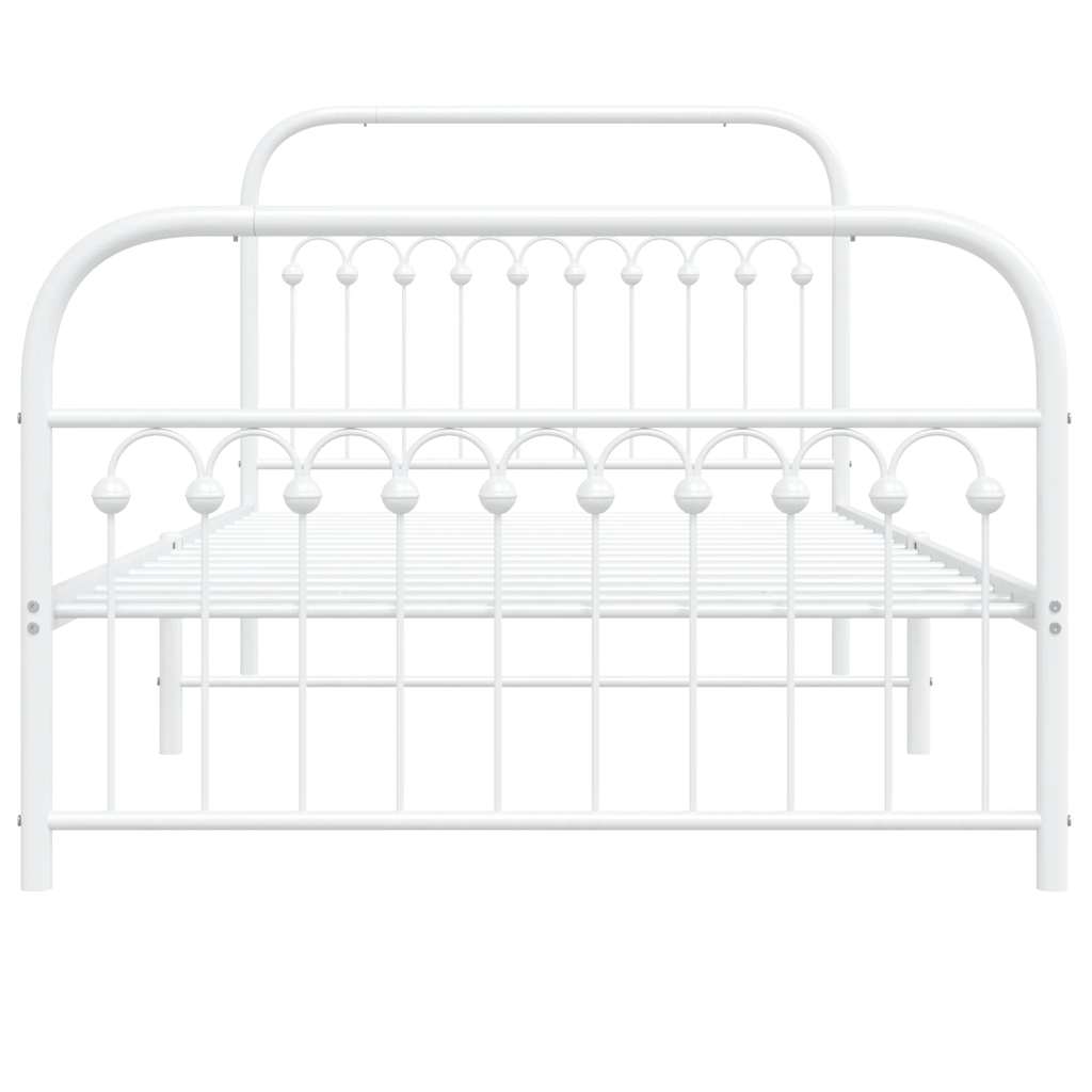 Estrutura de cama com cabeceira e pés 107x203 cm metal branco