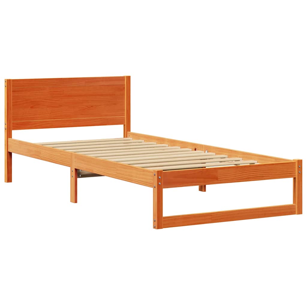 Estrutura da cama com cabeceira marrom cera 100 x 200 cm
