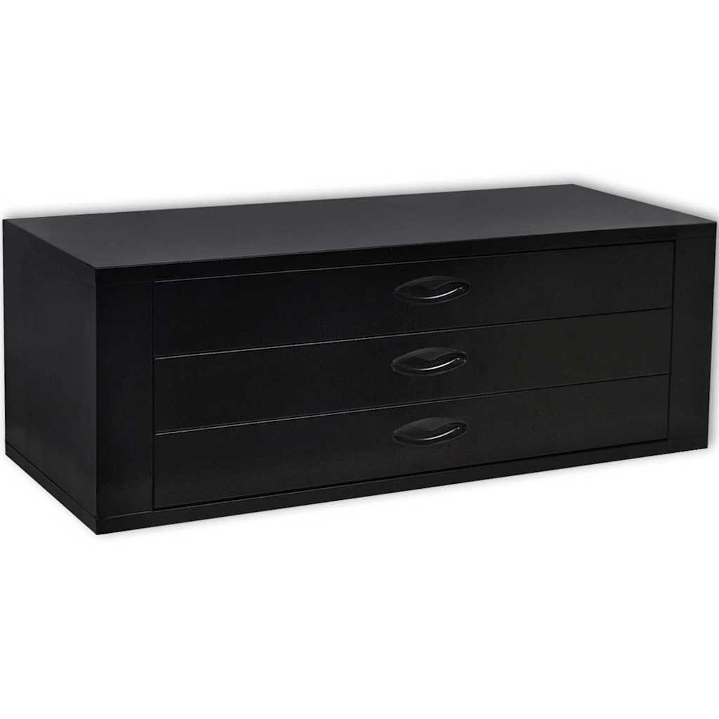 Caixa de ferramentas em metal 3 gavetas preto