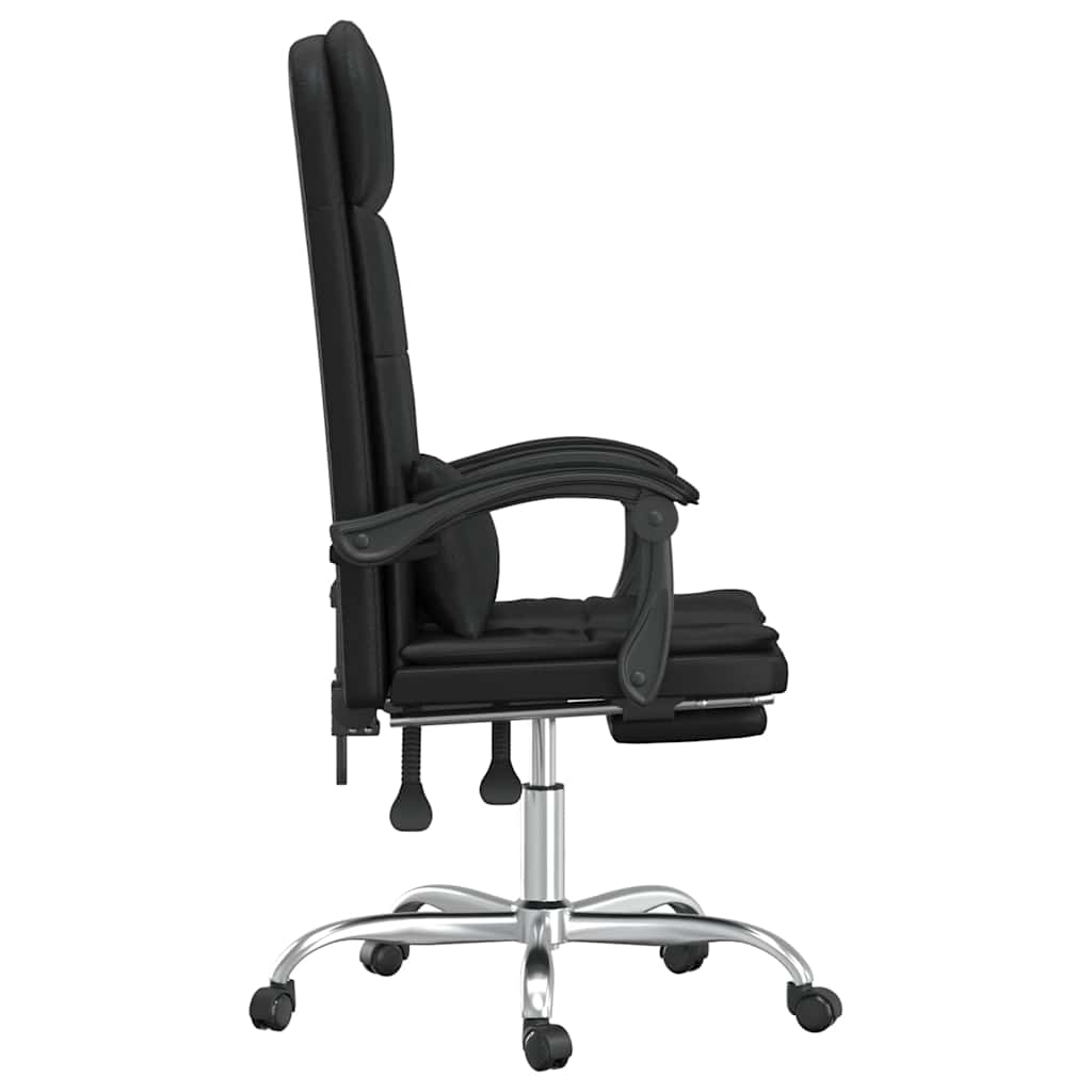 Cadeira de escritório reclinável com massagem em couro sintético preto