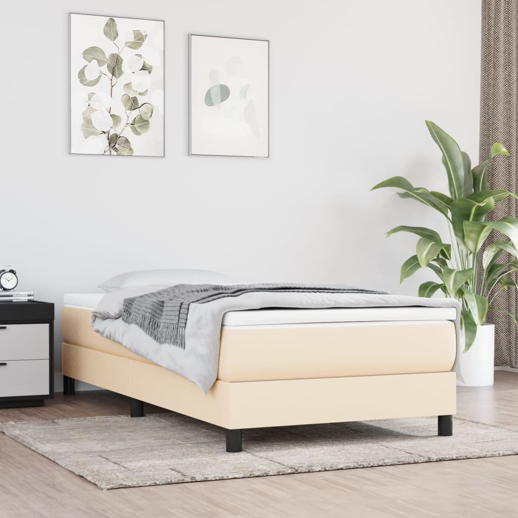 Estrutura de cama com molas 100x200 cm tecido cor creme