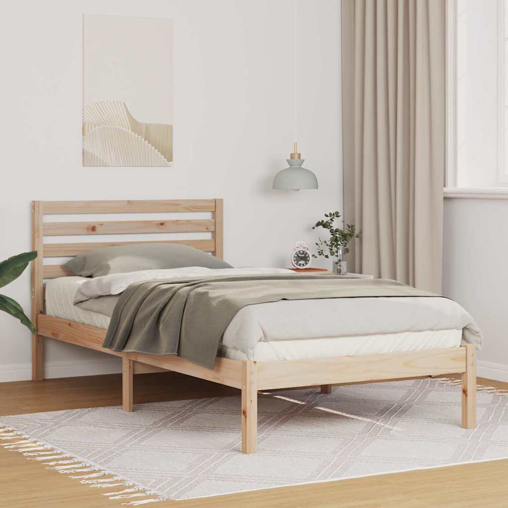 Estrutura da cama com cabeceira castanho 90 x 200 cm
