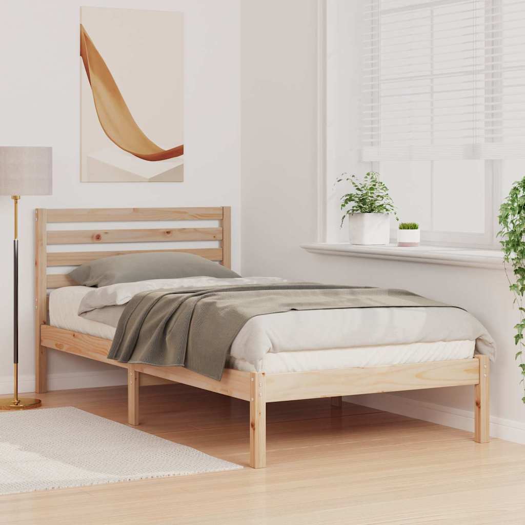 Estrutura da cama com cabeceira castanho 90 x 200 cm