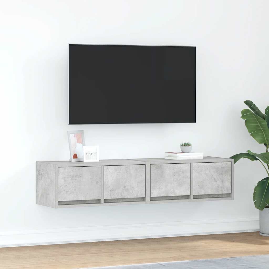 Móveis de TV 2pcs 60x31x25,5cm madeira processada cinza cimento