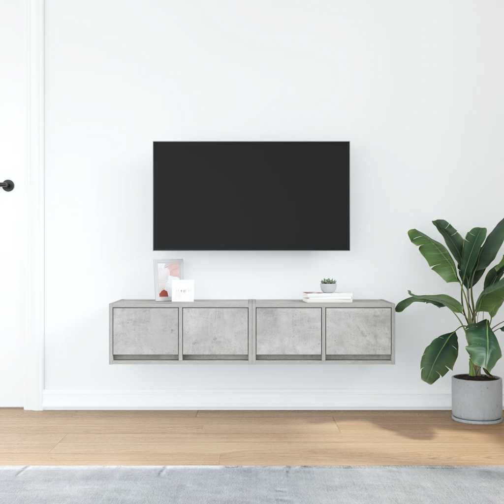 Móveis de TV 2pcs 60x31x25,5cm madeira processada cinza cimento