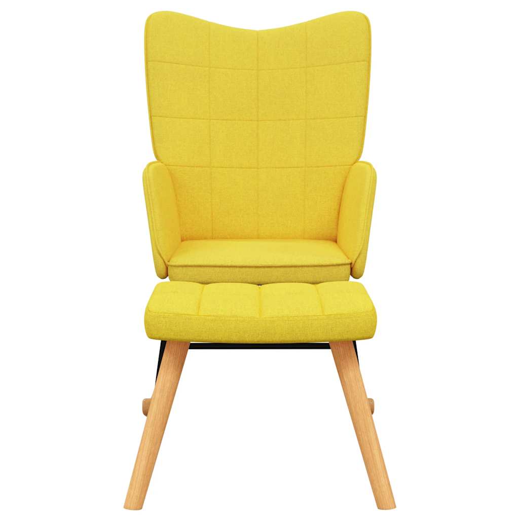 Cadeira de baloiço com banco tecido amarelo mostarda