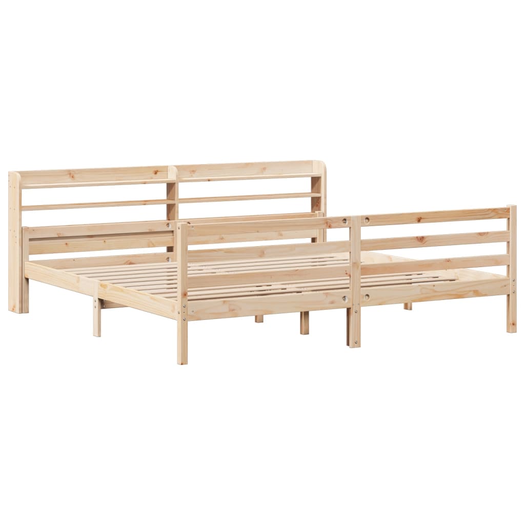 Estrutura de cama com cabeceira 200x200 cm pinho maciço