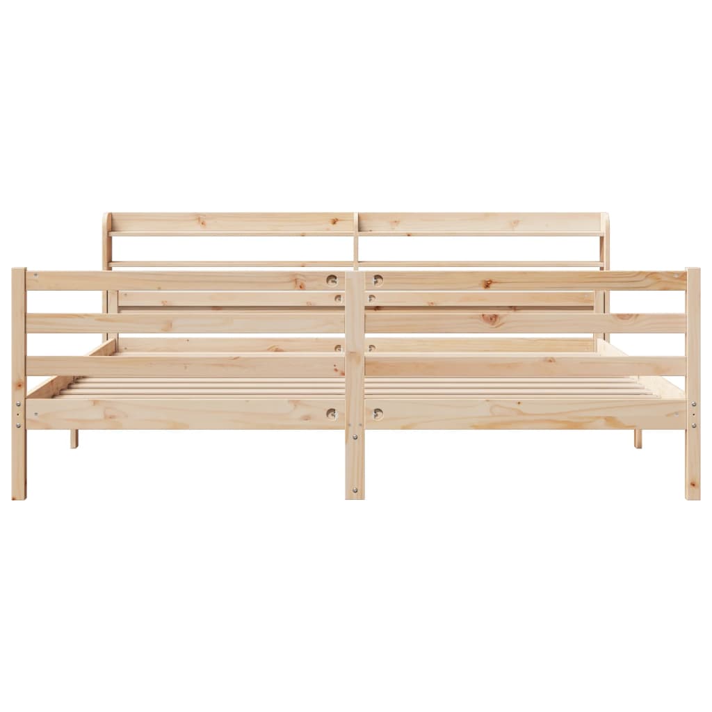 Estrutura de cama com cabeceira 200x200 cm pinho maciço